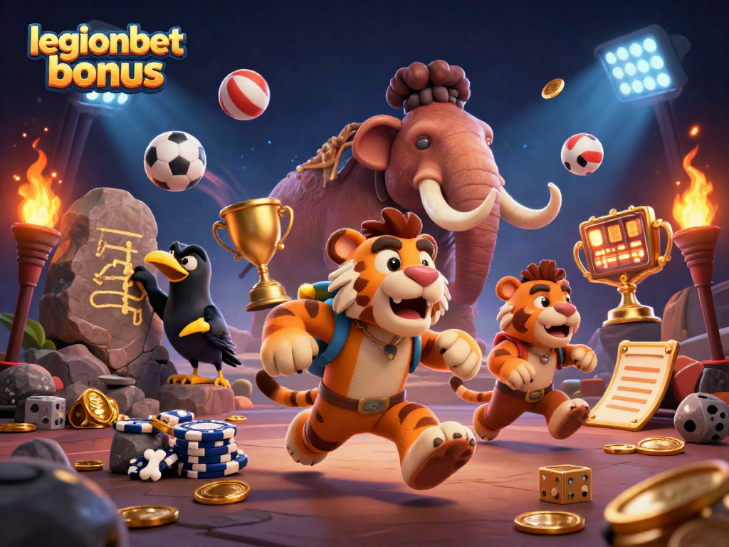 Experience the legionbet bonus with an exciting 3D casino scene featuring engaging characters.