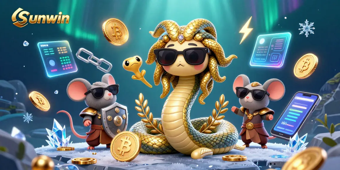Engage in thrilling gameplay at Sunwin with vibrant Medusa and a brave warrior amidst glowing coins.