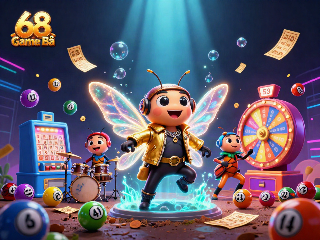 Exciting gameplay with 68 Game Bài in a vibrant 3D illustration showcasing lottery elements