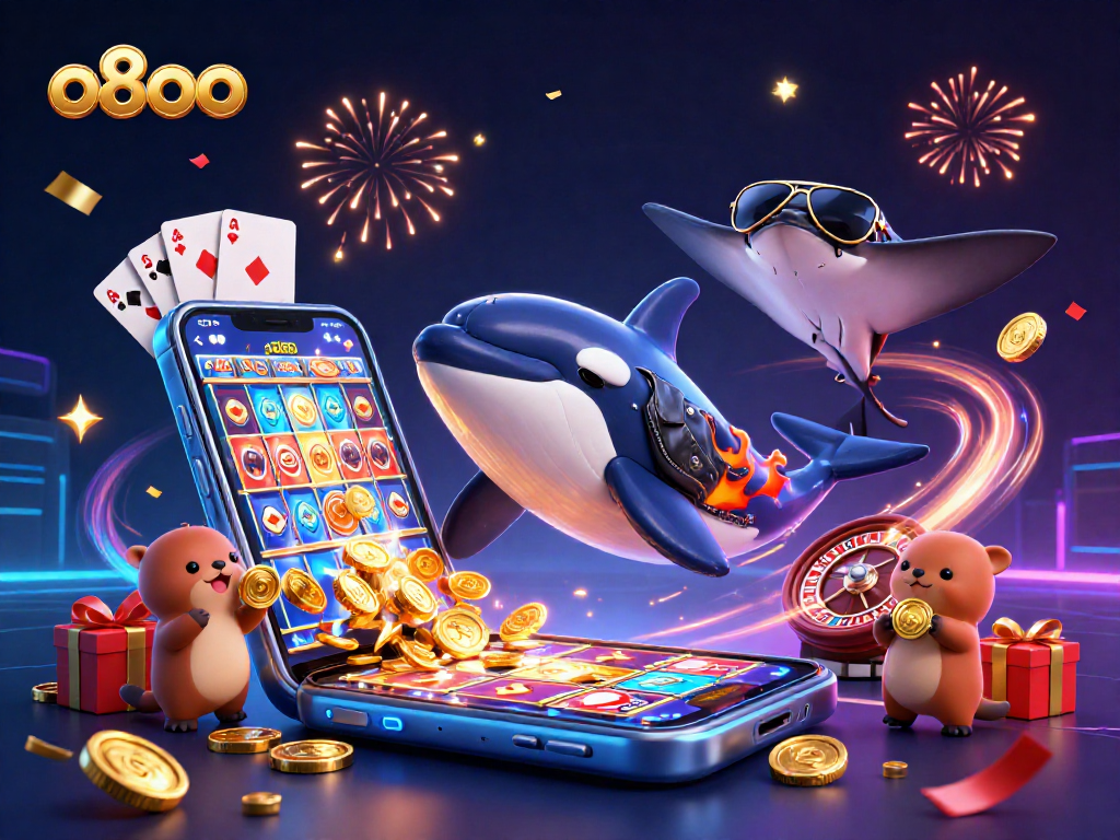 Experience the thrill of o8oo with a vibrant underwater casino scene featuring playful sea creatures and gaming elements.