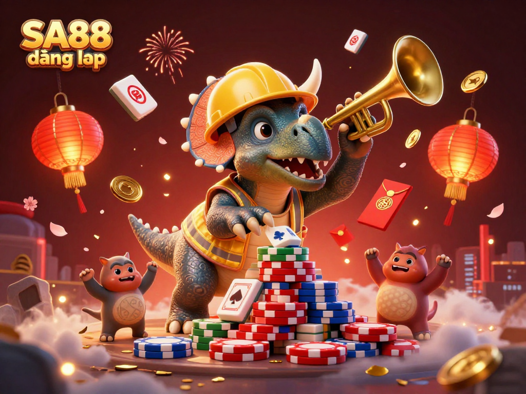 Experience thrilling gaming action with SA88 đăng nhập, celebrating wins in a vibrant 3D casino scene.