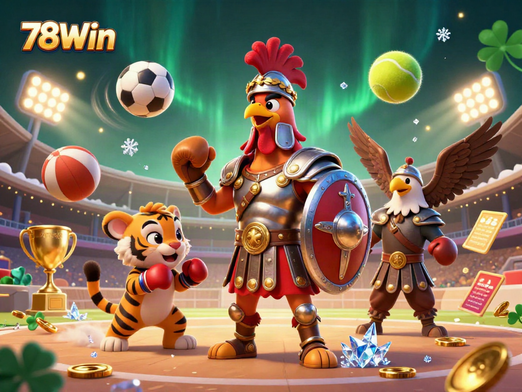 Engage with thrilling games at 78Win, showcasing a colorful casino scene filled with action.