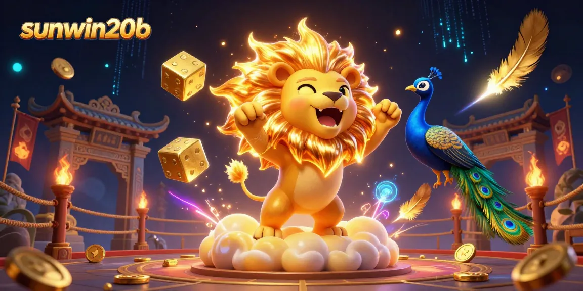 Experience excitement at sunwin20b with vibrant 3D casino action featuring a roaring lion and dynamic elements.