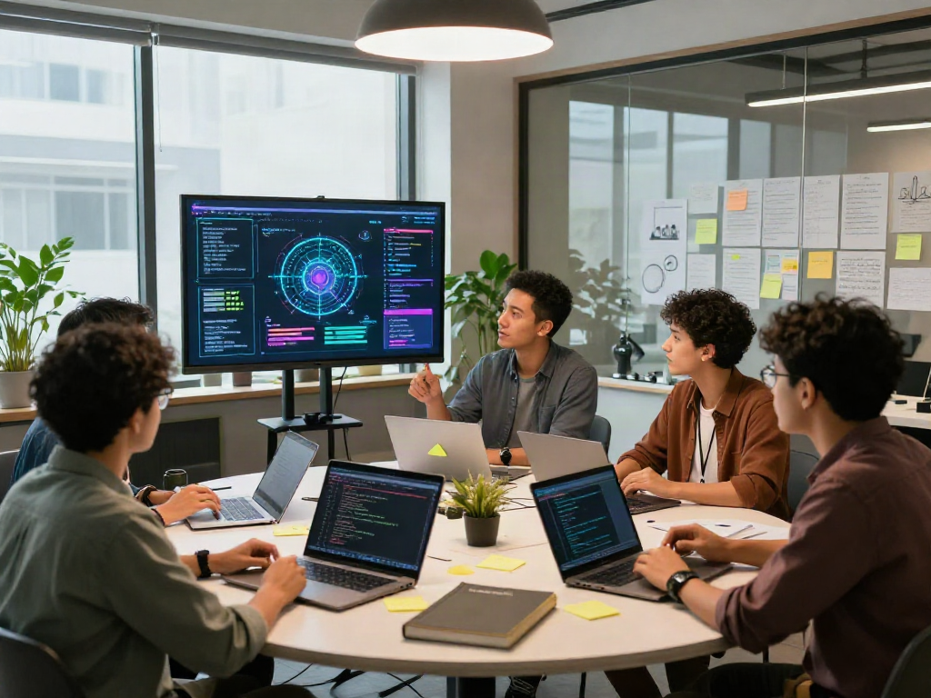 Team discussing spicy ai development in a modern office setting.