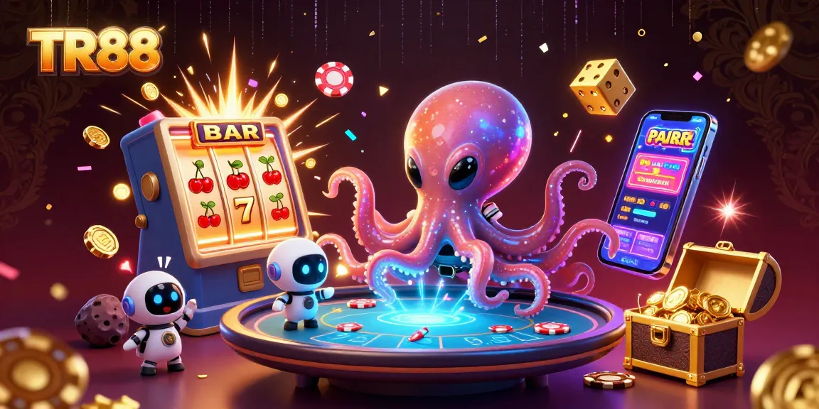 Play engaging games at TR88 with a dazzling alien octopus and dynamic casino elements.