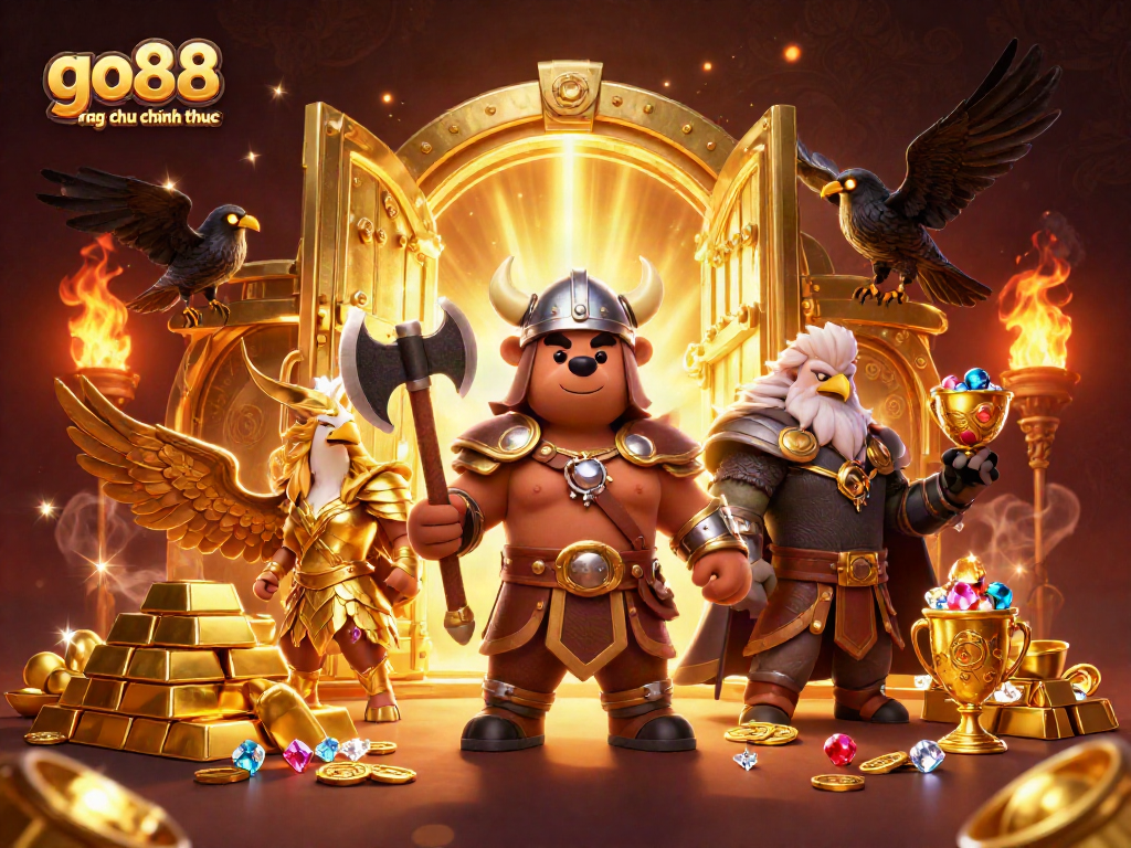 Win big with go88 trang chu chinh thuc in this vibrant, dynamic casino illustration filled with excitement.